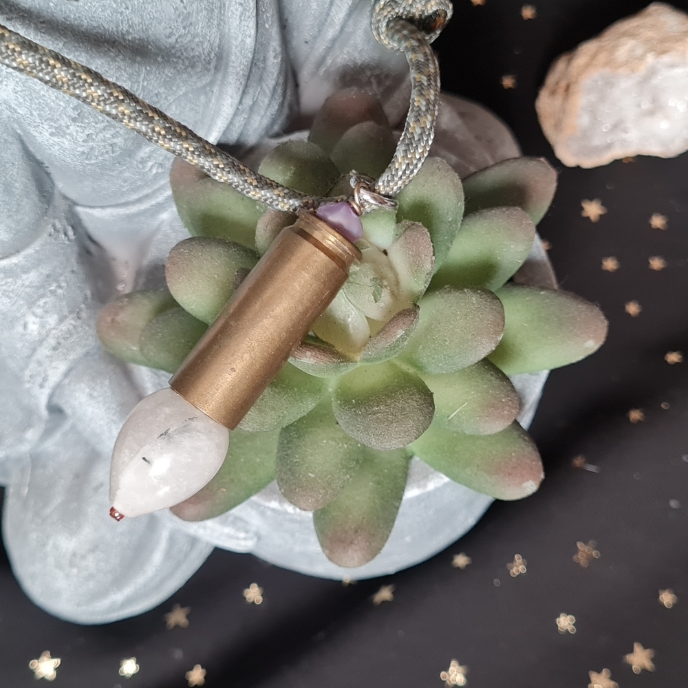 Rutilated Quartz Bullet Crystal Pendant - Picture 3 of 4